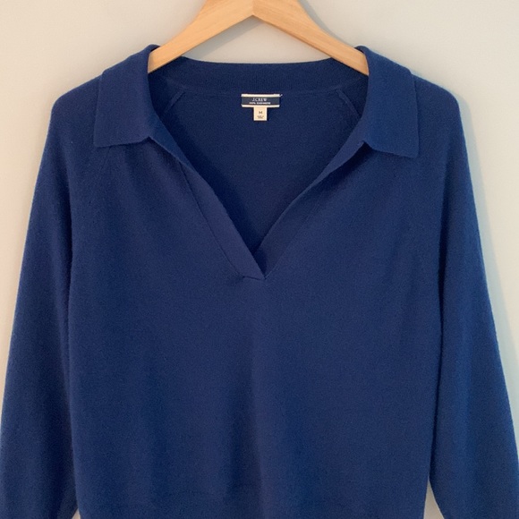 J. Crew Sweaters - J. Crew Cashmere Collared V-Neck Sweater AZ241 Blue